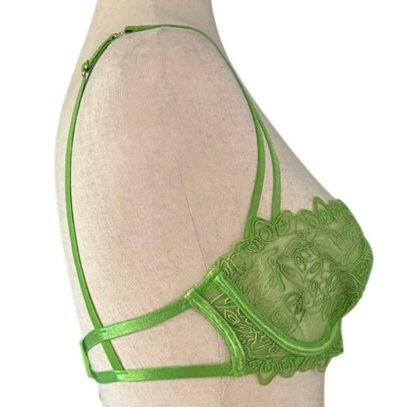 Bluebella Audrey Sheer Lace Non Padded Balcony Underwired Bra In Green 34D NWT - Picture 6 of 15